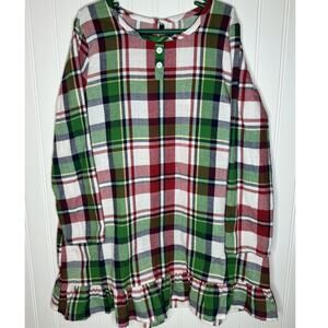 GIRLS SIZE 6/6X Christmas Holiday Nightgown Red Green Plaid Pajamas